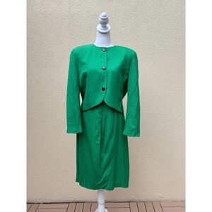 1980 Christian Dior Emerald green blazer and skirt set